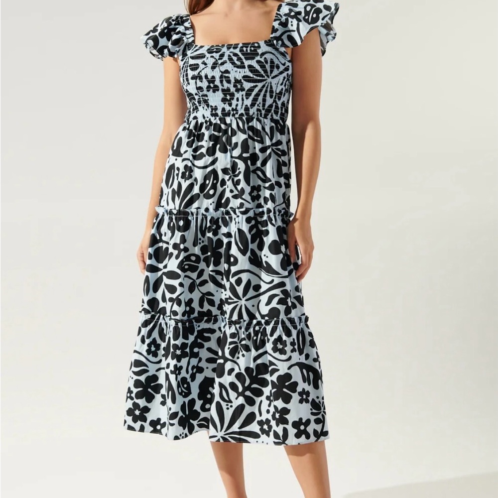 Sugarlips Black and White Floral Midi Dress